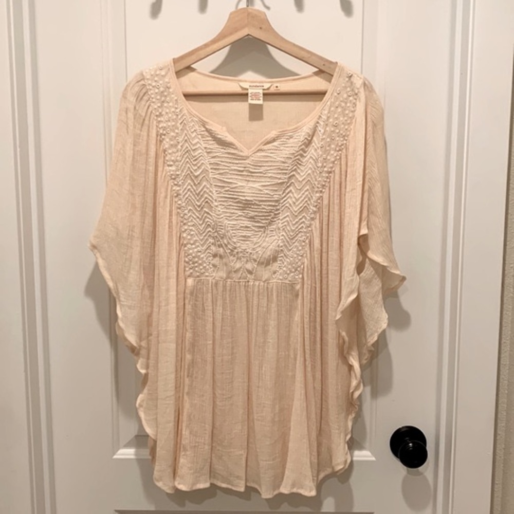 Sundance gauze batwing embroidered top